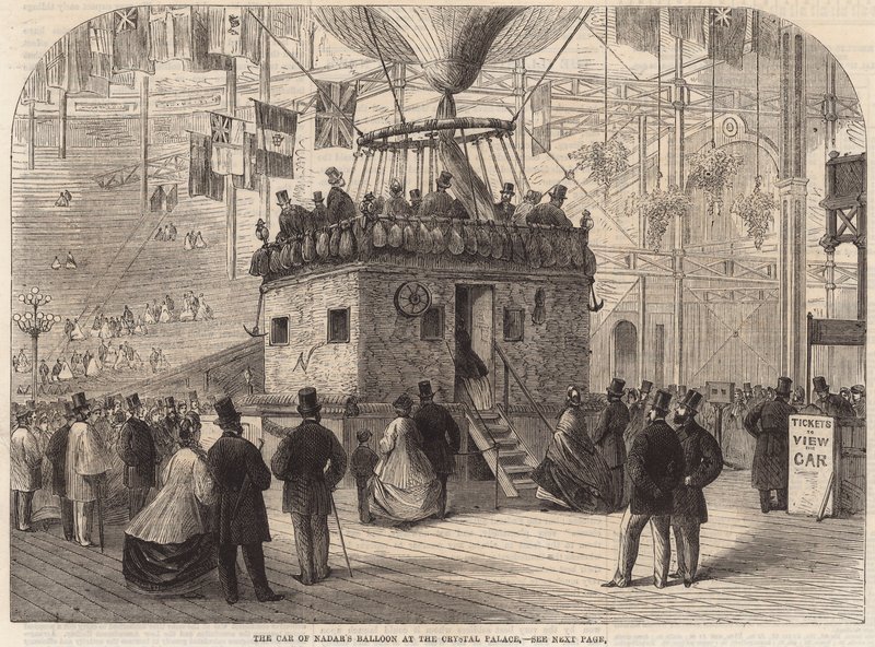 La nacelle du ballon de Nadar au Crystal Palace - English School