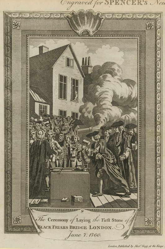 La cérémonie de pose de la première pierre du pont de Blackfriars - English School