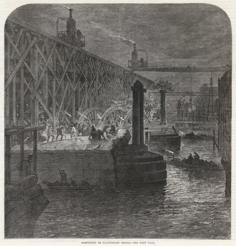La démolition du pont de Blackfriars - English School
