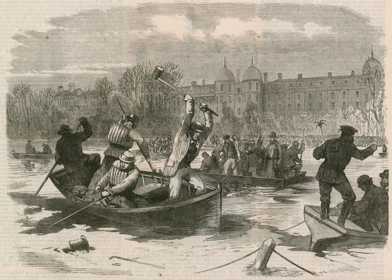 La catastrophe sur la glace à Regents Park ; Dragage du lac pour les morts - English School