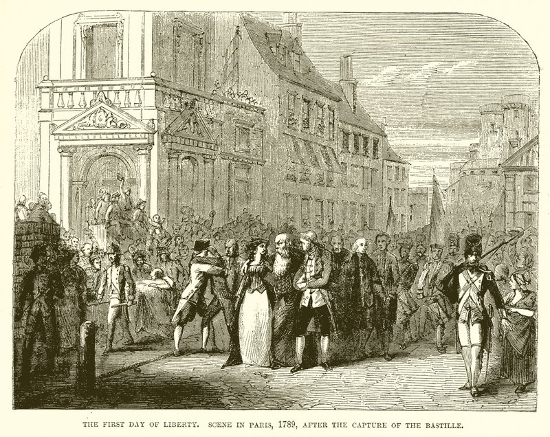Le premier jour de la liberté. Scène à Paris, 1789, après la prise de la Bastille - English School