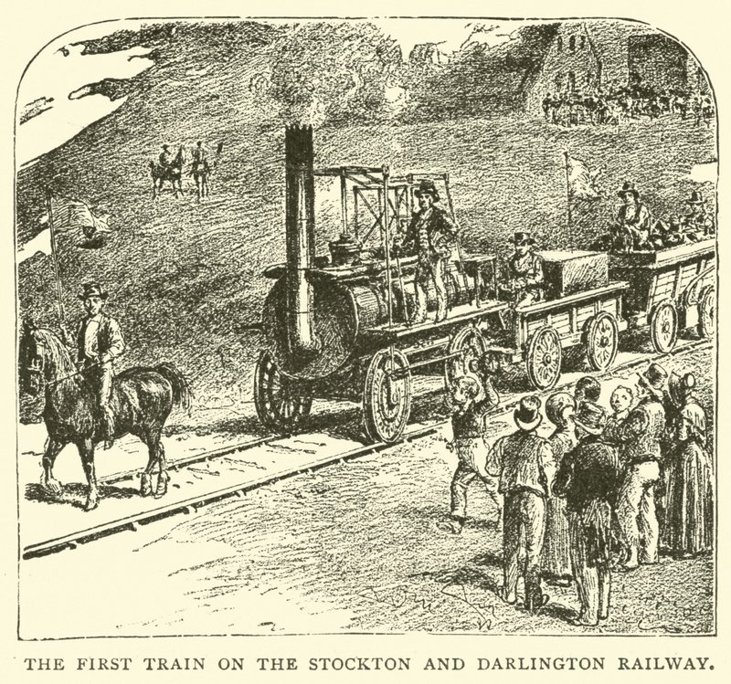 Le premier train sur le chemin de fer de Stockton et Darlington - English School