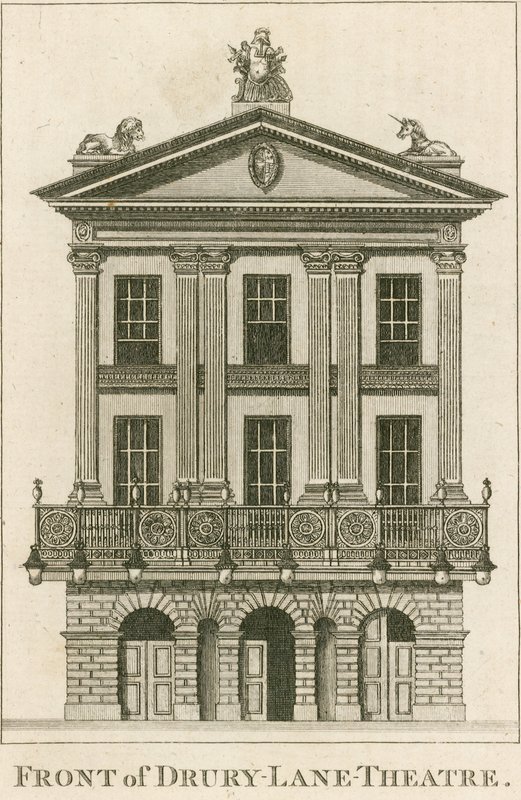 La façade du théâtre de Drury Lane, Londres - English School