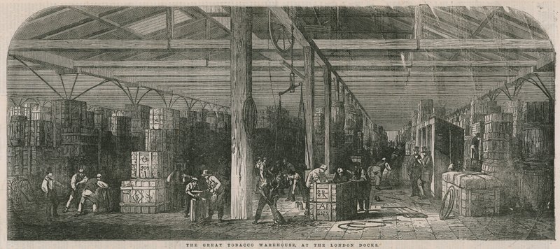 Le grand entrepôt de tabac aux docks de Londres - English School