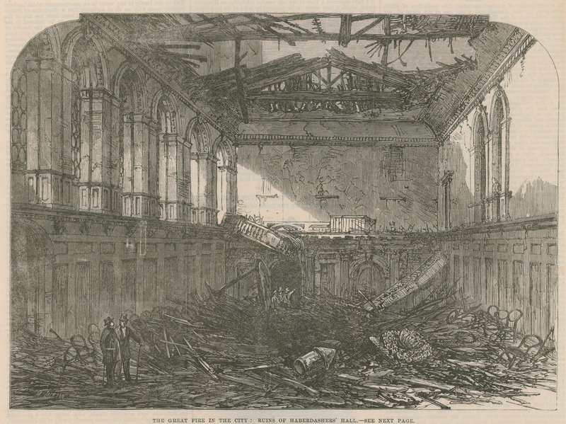 Le grand incendie de la ville : ruines de la Haberdashers Hall - English School
