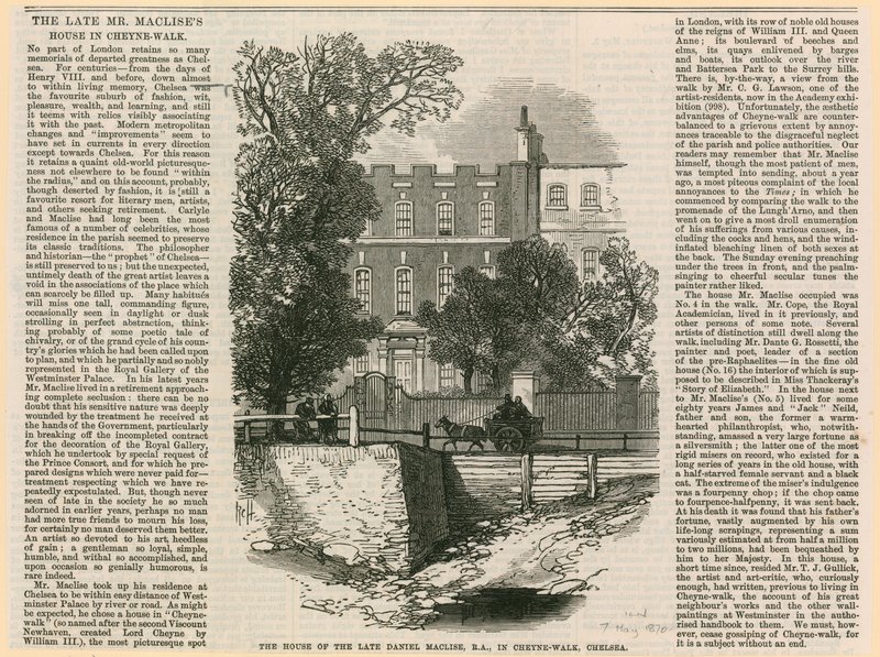 La maison de Daniel Maclise à Cheyne Walk - English School