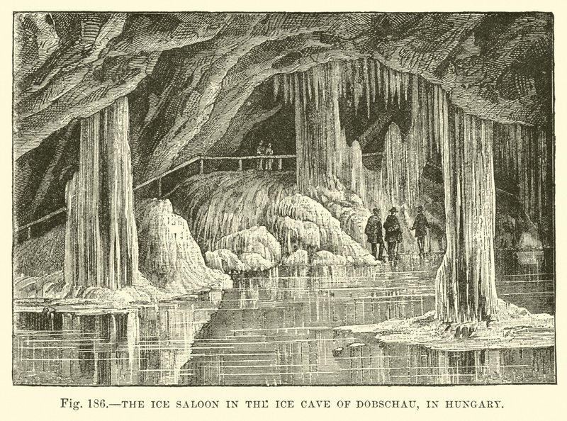 Le salon de glace dans la grotte de glace de Dobschau en Hongrie - English School