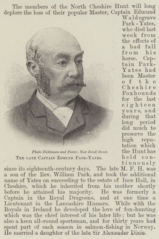 Feu le capitaine Edmund Park-Yates (gravure) - English School