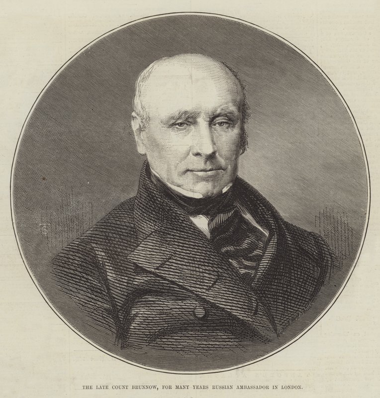 Feu le comte Brunnow, ambassadeur de Russie à Londres pendant de nombreuses années (gravure) - English School