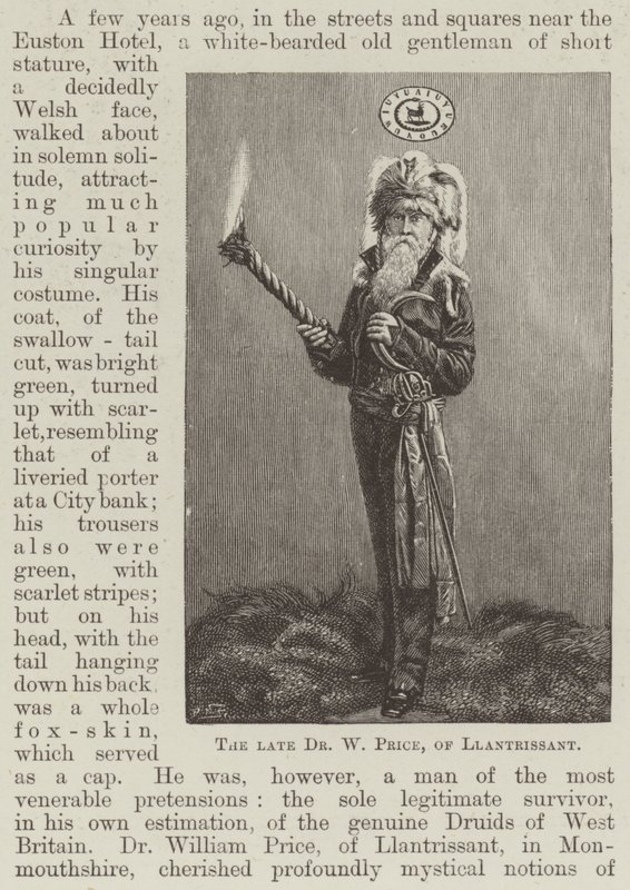 Le défunt Dr W Price, de Llantrissant (gravure) - English School