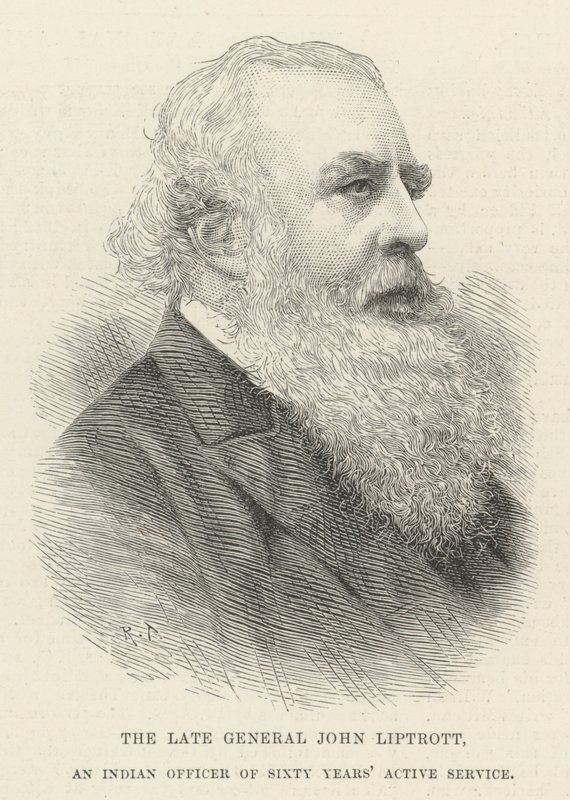 Feu le général John Liptrott, un officier indien de soixante ans de service actif (gravure) - English School
