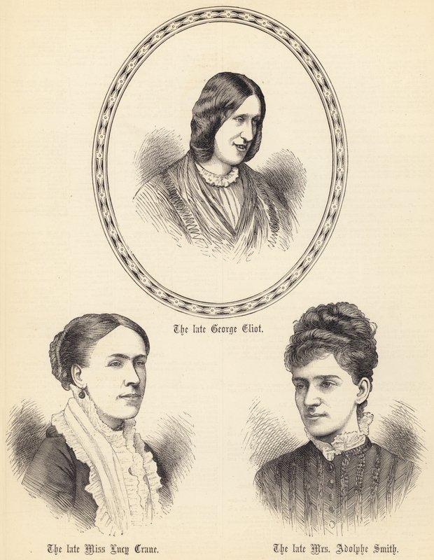 Feu George Eliot, feu Miss Lucy Crane, feu Mrs Adolphe Smith (gravure) - English School