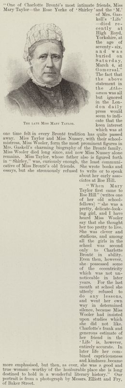 La défunte Mlle Mary Taylor (gravure) - English School