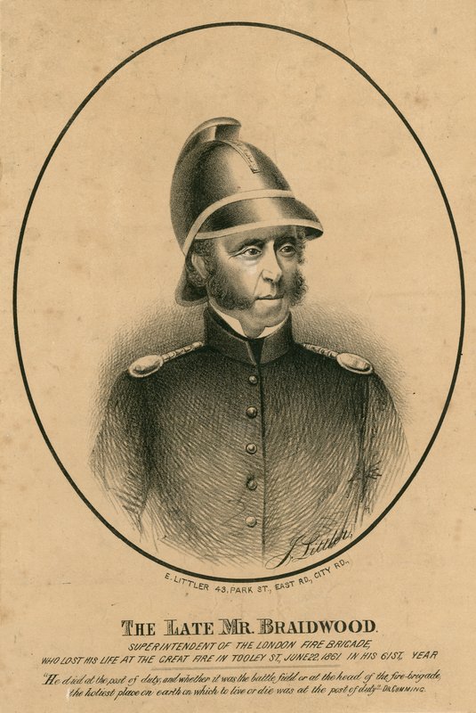 Le défunt M. Braidwood, surintendant de la brigade des pompiers de Londres - English School