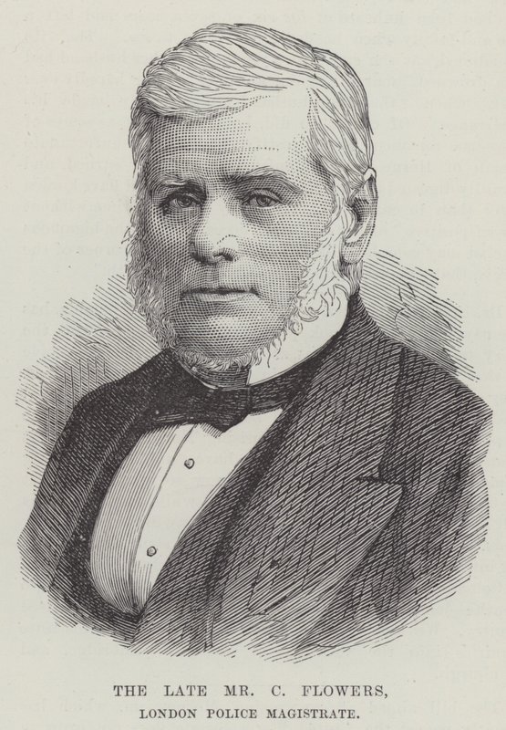 Le défunt M. C Flowers, magistrat de la police de Londres (gravure) - English School