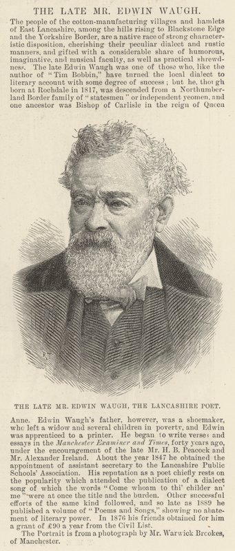 Le défunt M. Edwin Waugh, le poète du Lancashire - English School