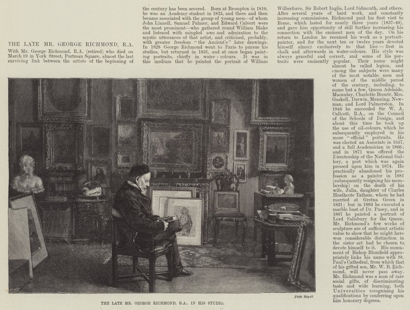 Feu M. George Richmond, RA, dans son studio (gravure) - English School