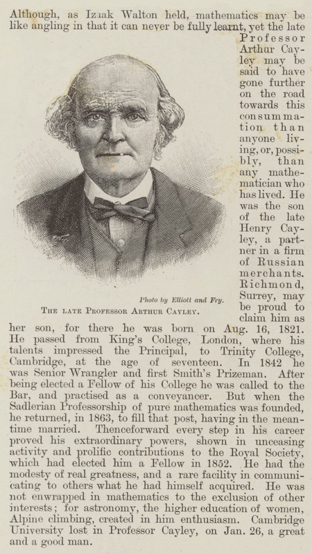 Feu Professeur Arthur Cayley (gravure) - English School