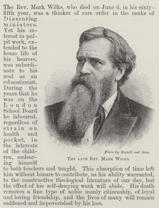 Le défunt Révérend Mark Wilks (gravure) - English School