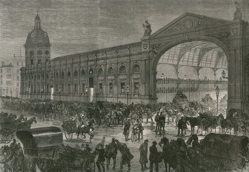 Le marché de la viande, Smithfield à deux heures du matin - English School