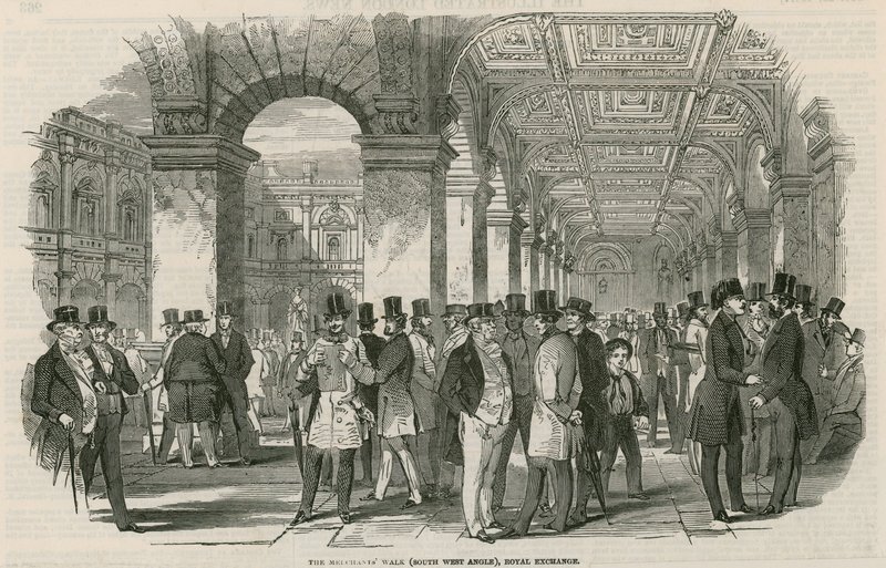 La promenade des marchands (angle sud-ouest), Royal Exchange - English School