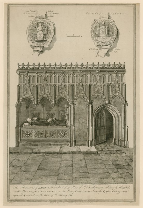 Le monument de Raherus, fondateur et premier prieur du prieuré et de l