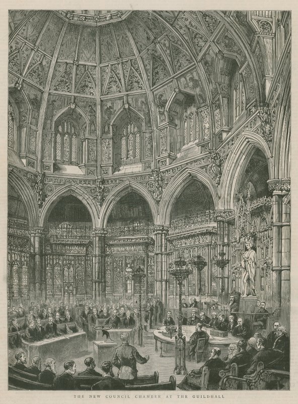 Les nouvelles salles du conseil à Guildhall, Londres - English School
