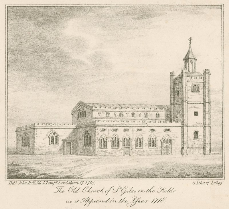 La vieille église de St Giles in the Fields, Londres, telle qu