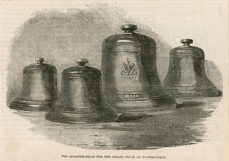 Les cloches des quarts pour la grande cloche (Big Ben) à la tour de l