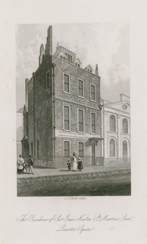 La résidence de Sir Isaac Newton, St Martins Street, Leicester Square, Londres - English School