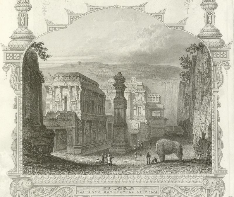 Le temple rupestre de Kailah, Ellora, Inde - English School