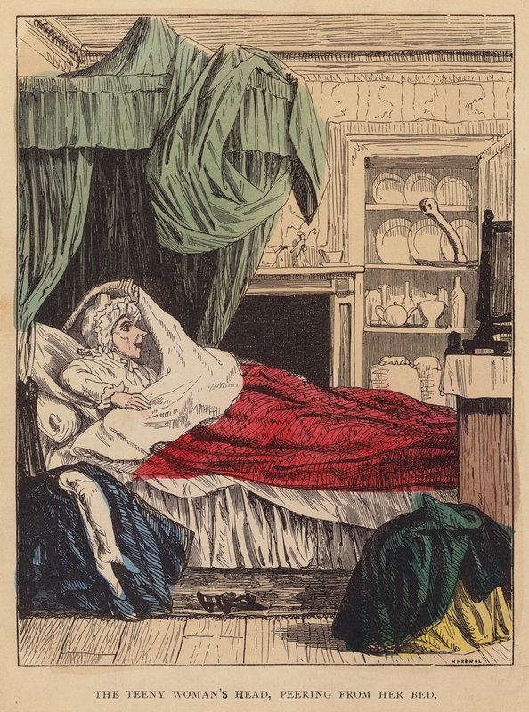 La tête de la petite femme, regardant de son lit - English School