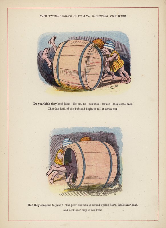 Les garçons turbulents et Diogène le Sage (lithographie en couleur) - English School