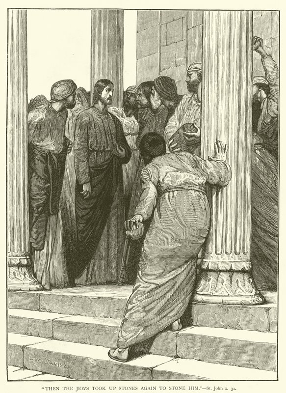 Alors les Juifs prirent encore des pierres pour le lapider, Saint Jean, x, 31 - English School