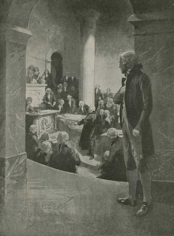 Thomas Jefferson écoutant le discours de trahison - English School