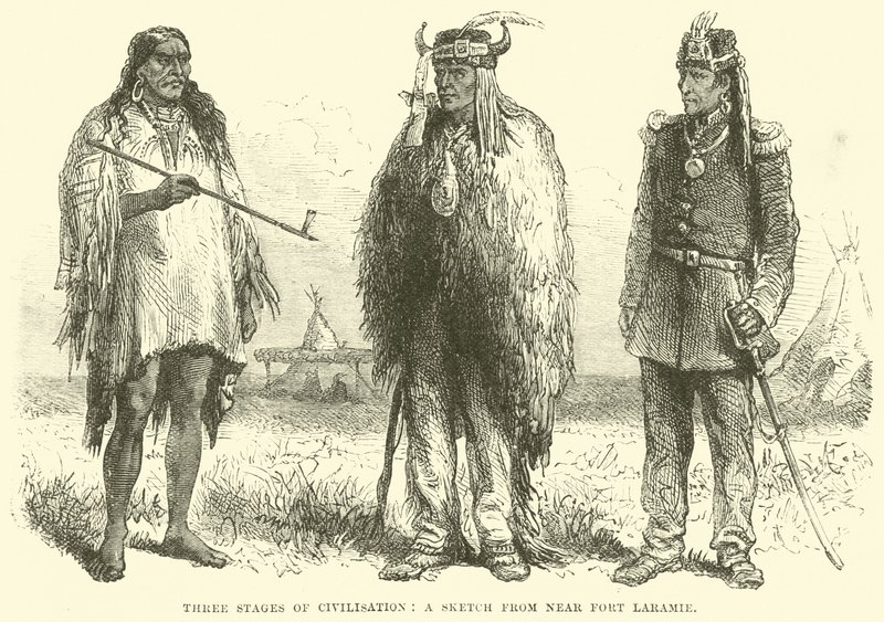 Trois étapes de la civilisation, une esquisse près de Fort Laramie - English School