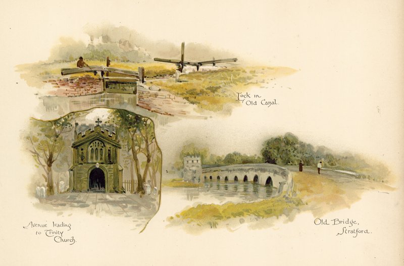 Trois vues de Stratford-upon-Avon de Shakespeare - English School