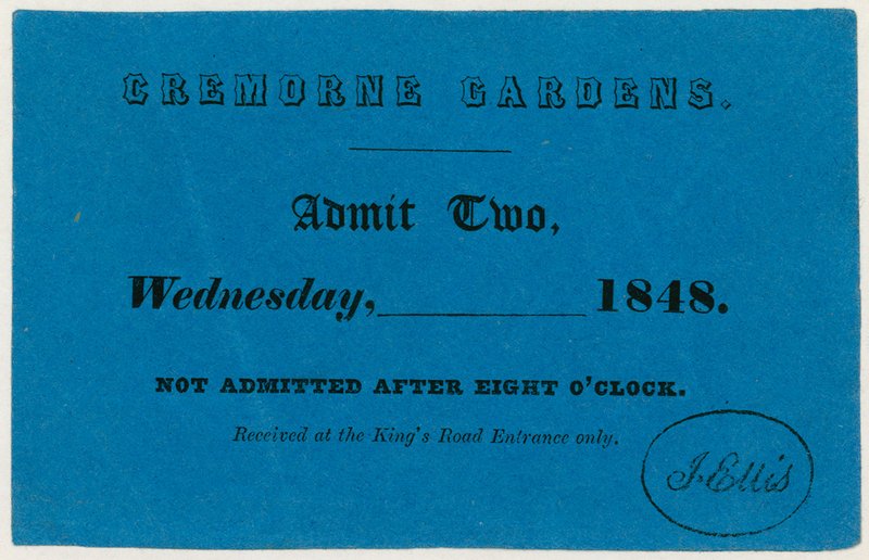 Billet pour le jardin de Cremorne, Londres, 1848 - English School