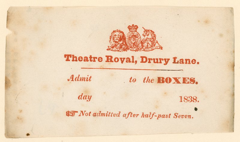 Billet pour le Théâtre de Drury Lane, Londres - English School