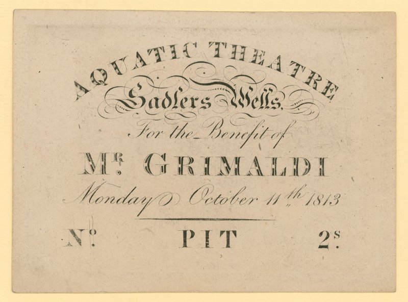 Ticket pour le théâtre aquatique, au bénéfice de M. Grimaldi, 11 octobre 1813 - English School