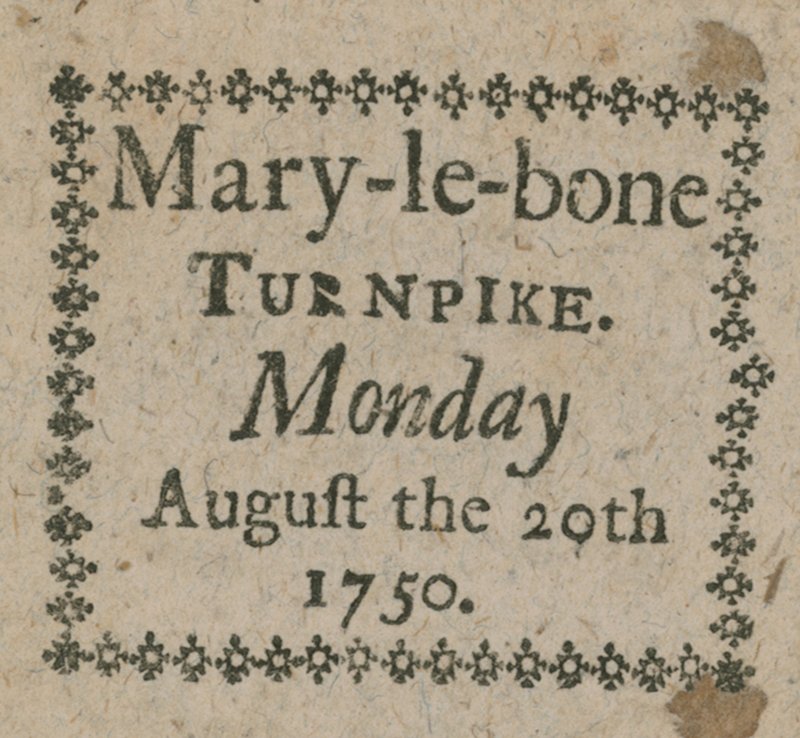 Billet pour le péage de Mary-le-Bone - English School