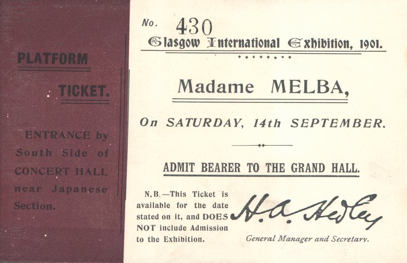Billet pour entendre Nellie Melba à l