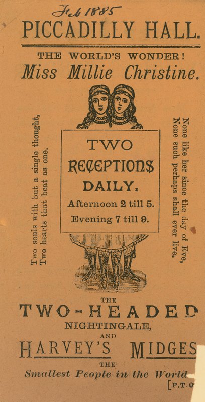 Billet pour visiter Miss Millie Christine, le rossignol à deux têtes - English School
