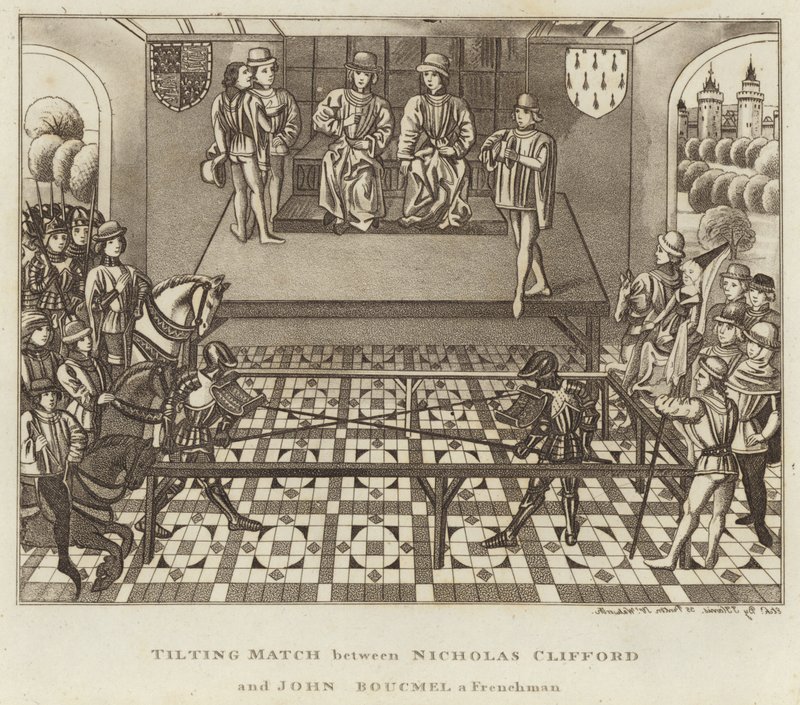 Joute entre Nicholas Clifford et John Boucmel, un Français - English School