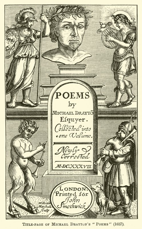 Page de titre des poèmes de Michael Drayton, 1637 - English School