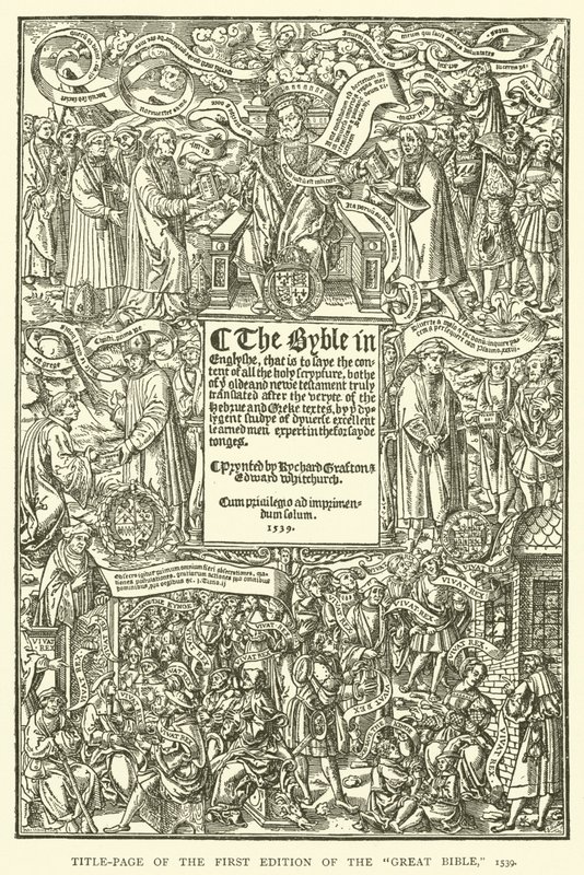 Page de titre de la première édition de la Grande Bible, 1539 - English School