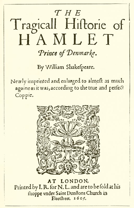 Page de titre de Hamlet de Shakespeare - English School
