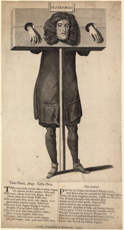 Titus Oates au Pilori, publié en 1685 - English School