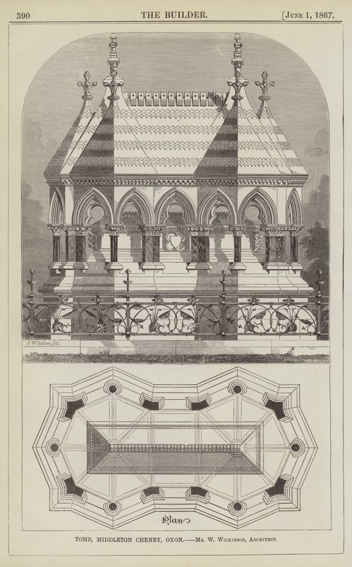 Tombe, Middleton Cheney, Oxon, M. W Wilkinson, Architecte (gravure) - English School