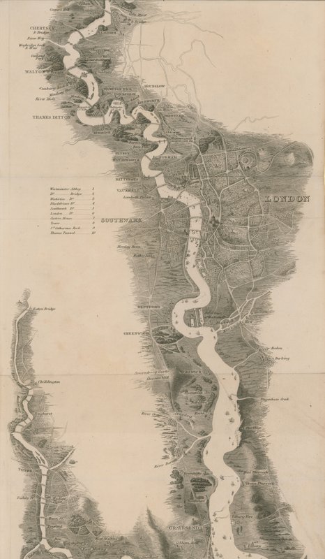 Carte panoramique de la Tamise et de la Medway - English School